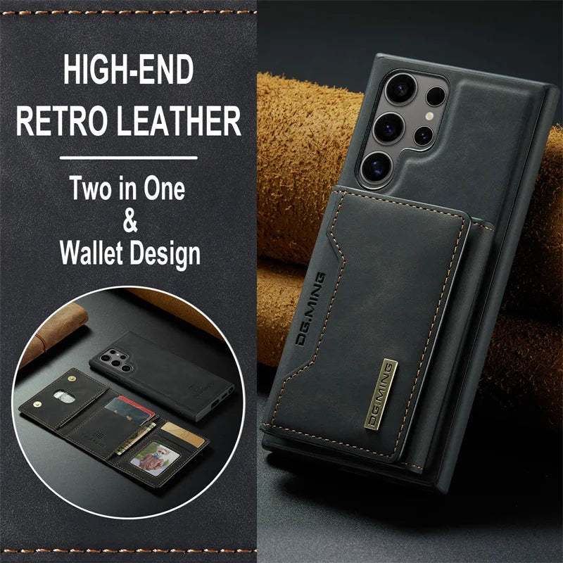 S24 Ultra Case Luxury Card Holder Cover Magnetic Detachable 2 in 1 Leather Phone Case with Wallet for Samsung S25 S23 S24 Ultra