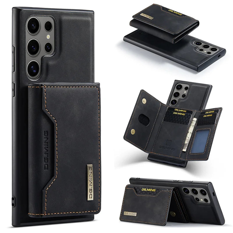 S24 Ultra Case Luxury Card Holder Cover Magnetic Detachable 2 in 1 Leather Phone Case with Wallet for Samsung S25 S23 S24 Ultra