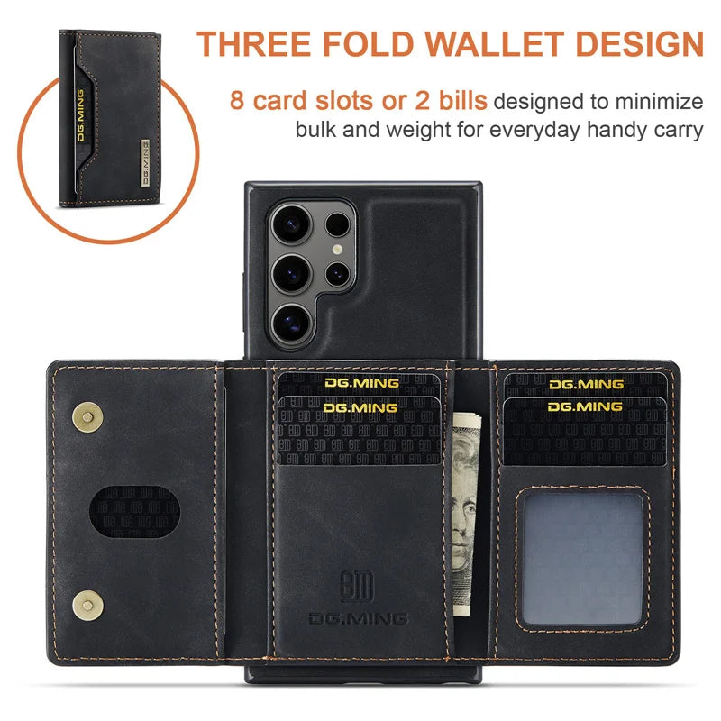 S24 Ultra Case Luxury Card Holder Cover Magnetic Detachable 2 in 1 Leather Phone Case with Wallet for Samsung S25 S23 S24 Ultra
