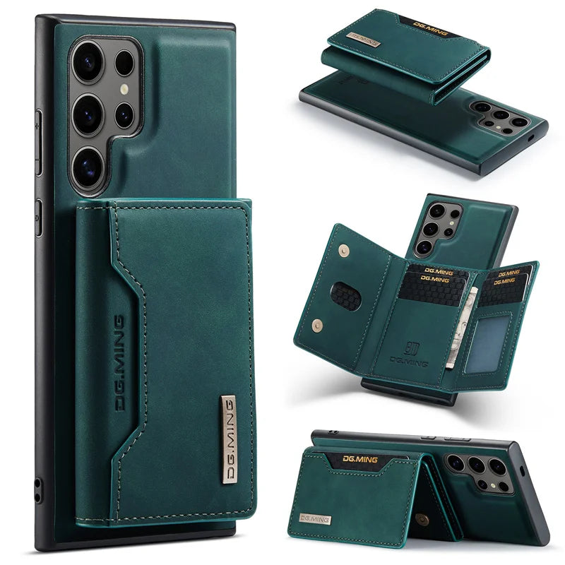 S24 Ultra Case Luxury Card Holder Cover Magnetic Detachable 2 in 1 Leather Phone Case with Wallet for Samsung S25 S23 S24 Ultra