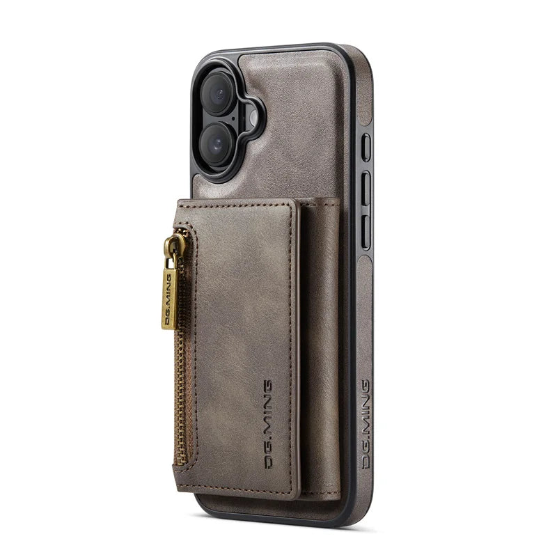 Premium Luxury Wallet Phone Case with Zipper 2 in 1 Detachable Wallet Case with Multi Card Slots for IPhone16 15 14 Pro Max