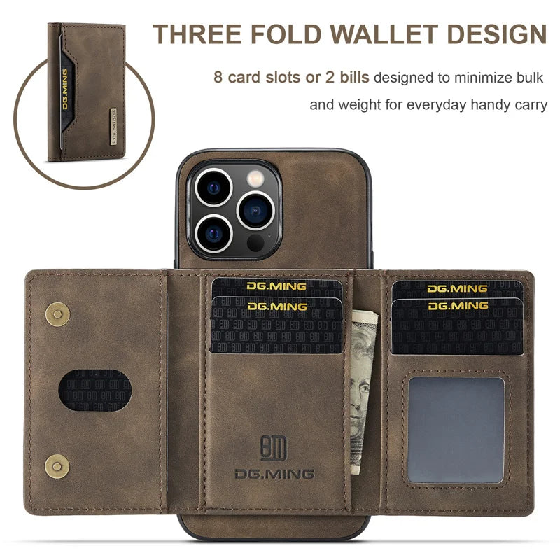 2 in 1 Detachable Leather Wallet Case With Magnetic Card Holder for Men Luxury for iphone 16 15 Pro Max case With Wallet