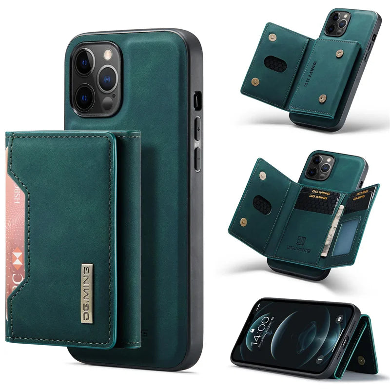 2 in 1 Detachable Leather Wallet Case With Magnetic Card Holder for Men Luxury for iphone 16 15 Pro Max case With Wallet