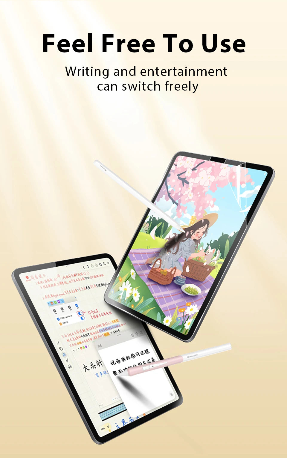 Like Paper Film For Ipad Pro 13 11 M4 M2 2024 12.9 10 9 9th 10th Generation Screen Protector For Ipad Air 5 4 3 Mini 6 8th Matte