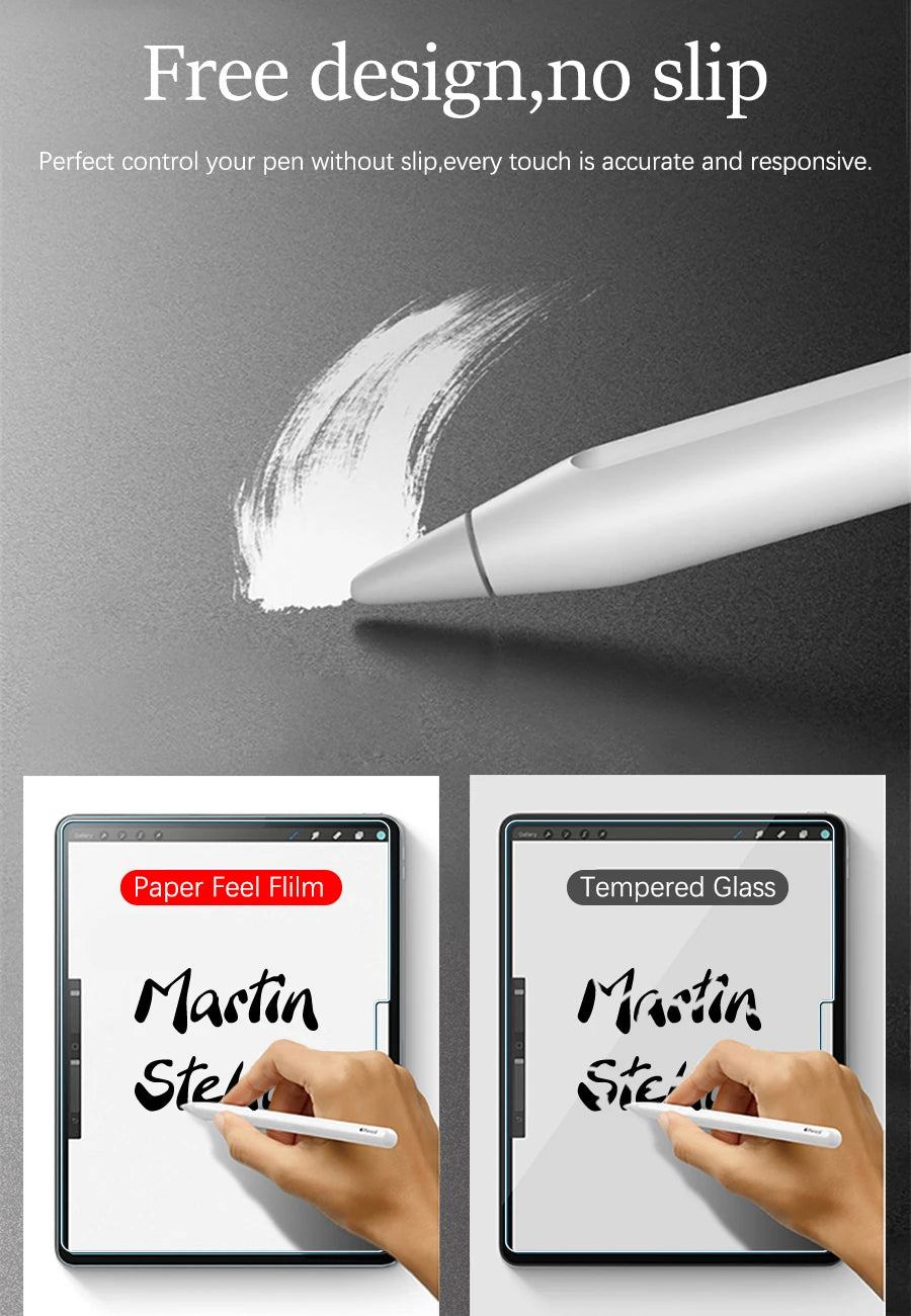 2Pcs Paper Feel Like Screen Protector for iPad 11th Generation 10th 9th 8th 7th 6th 5th 4th 3th 2th 11 A16 Film No Glass