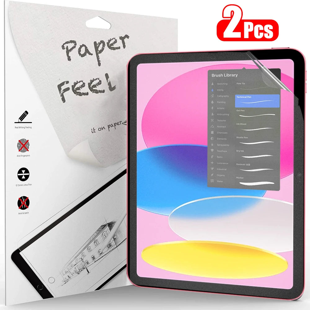 2Pcs Paper Feel Like Screen Protector for iPad 11th Generation 10th 9th 8th 7th 6th 5th 4th 3th 2th 11 A16 Film No Glass