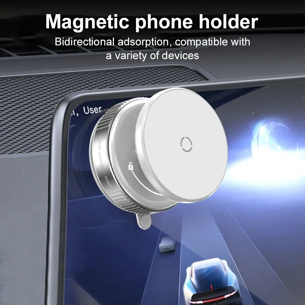 Vacuum Suction Cup Magnetic Holder Double-Sided Automatic Mobile 360° Rotation Phone Holder for iPhone 12-16 Smartphone