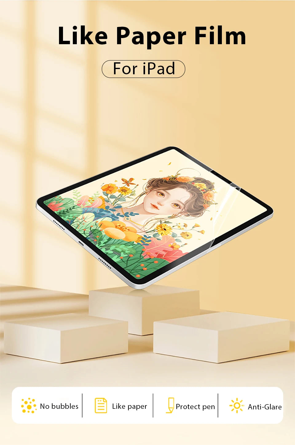 Like Paper Film For Ipad Pro 13 11 M4 M2 2024 12.9 10 9 9th 10th Generation Screen Protector For Ipad Air 5 4 3 Mini 6 8th Matte