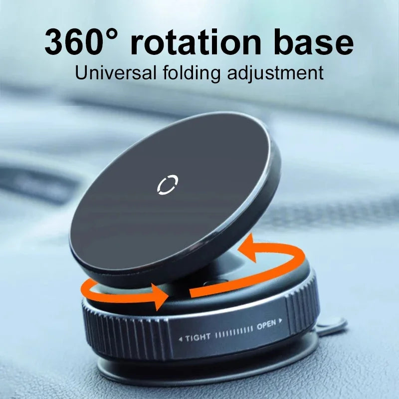 Vacuum Suction Cup Magnetic Holder Double-Sided Automatic Mobile 360° Rotation Phone Holder for iPhone 12-16 Smartphone