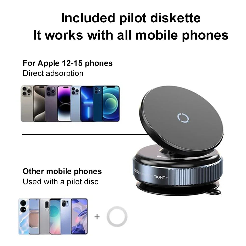 Vacuum Suction Cup Magnetic Holder Double-Sided Automatic Mobile 360° Rotation Phone Holder for iPhone 12-16 Smartphone