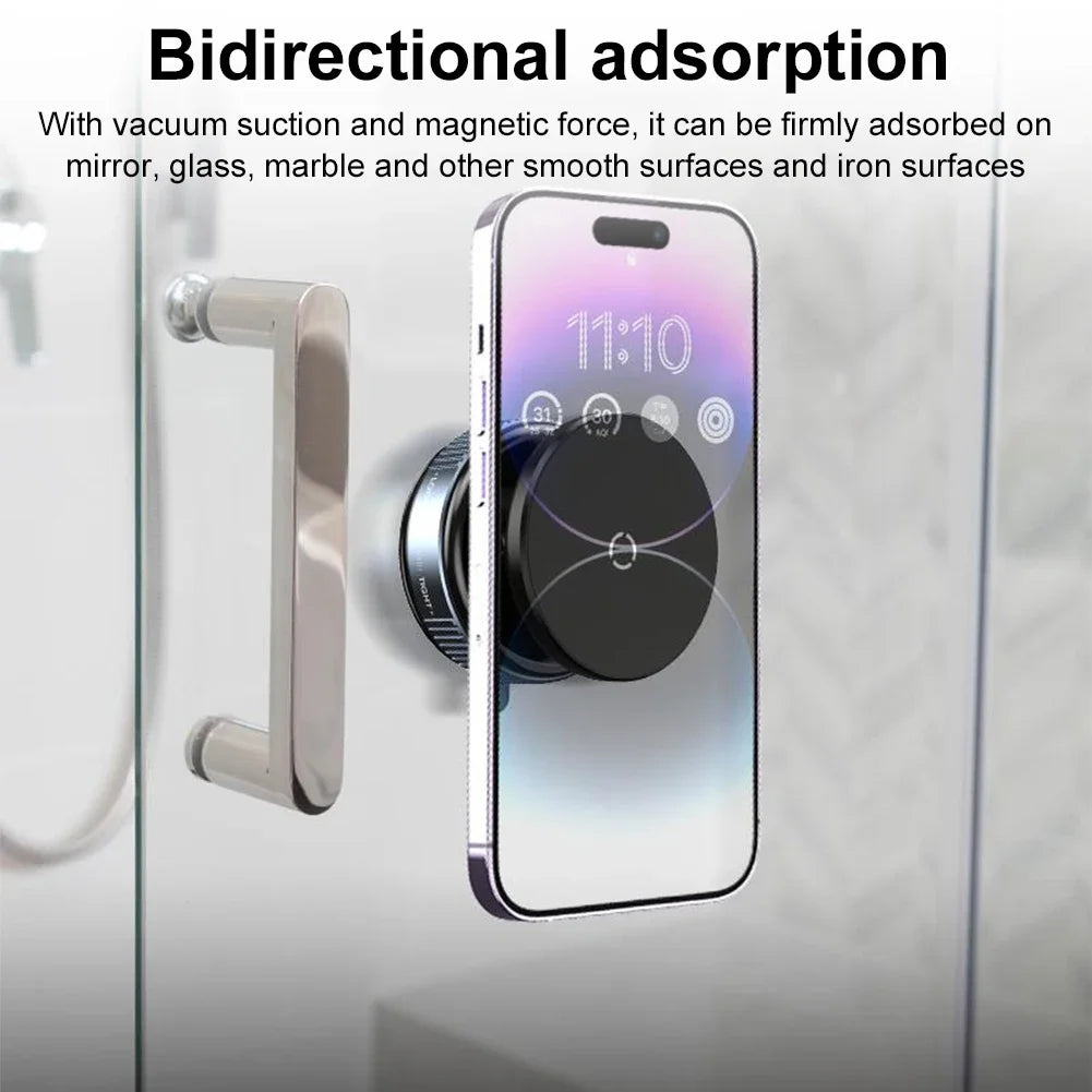 Vacuum Suction Cup Magnetic Holder Double-Sided Automatic Mobile 360° Rotation Phone Holder for iPhone 12-16 Smartphone