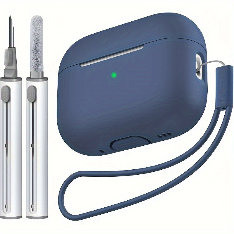 Kekoa for Airpods Pro 2nd Generation Case (2022/2023) with Cleaner Kit - Soft Silicone Protective Cover, LED Indicator Visibility, Includes Lanyard and Cleaning Pen for Women and Men - Black, Apple AirPod Pro 2 Gen Case Cover