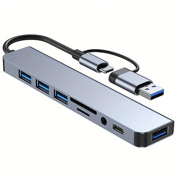 8-Port USB C Hub - Expand Your Laptop's Capabilities with USB 3.0, USB 2.0, Micro SD/TF Card Reader, Microphone/Audio, and More - Ideal for MacBook Pro, iMac, iPad Pro, and Other USB-C Devices