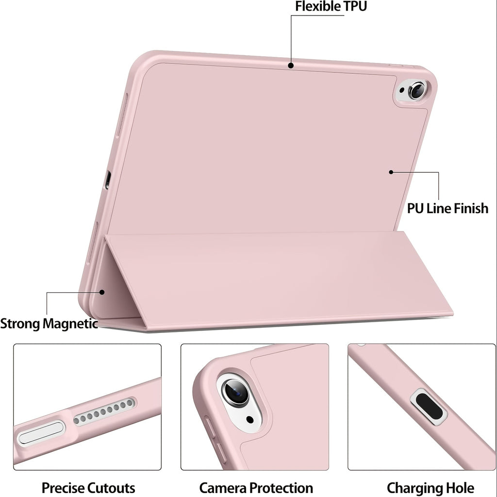 for iPad (A16) Case/for iPad 10th Generation Case [11-Inch 2025/10.9 Inch 2022] with Pencil Holder, Trifold Stand Smart Cover with Soft TPU Back, Auto Wake/Sleep