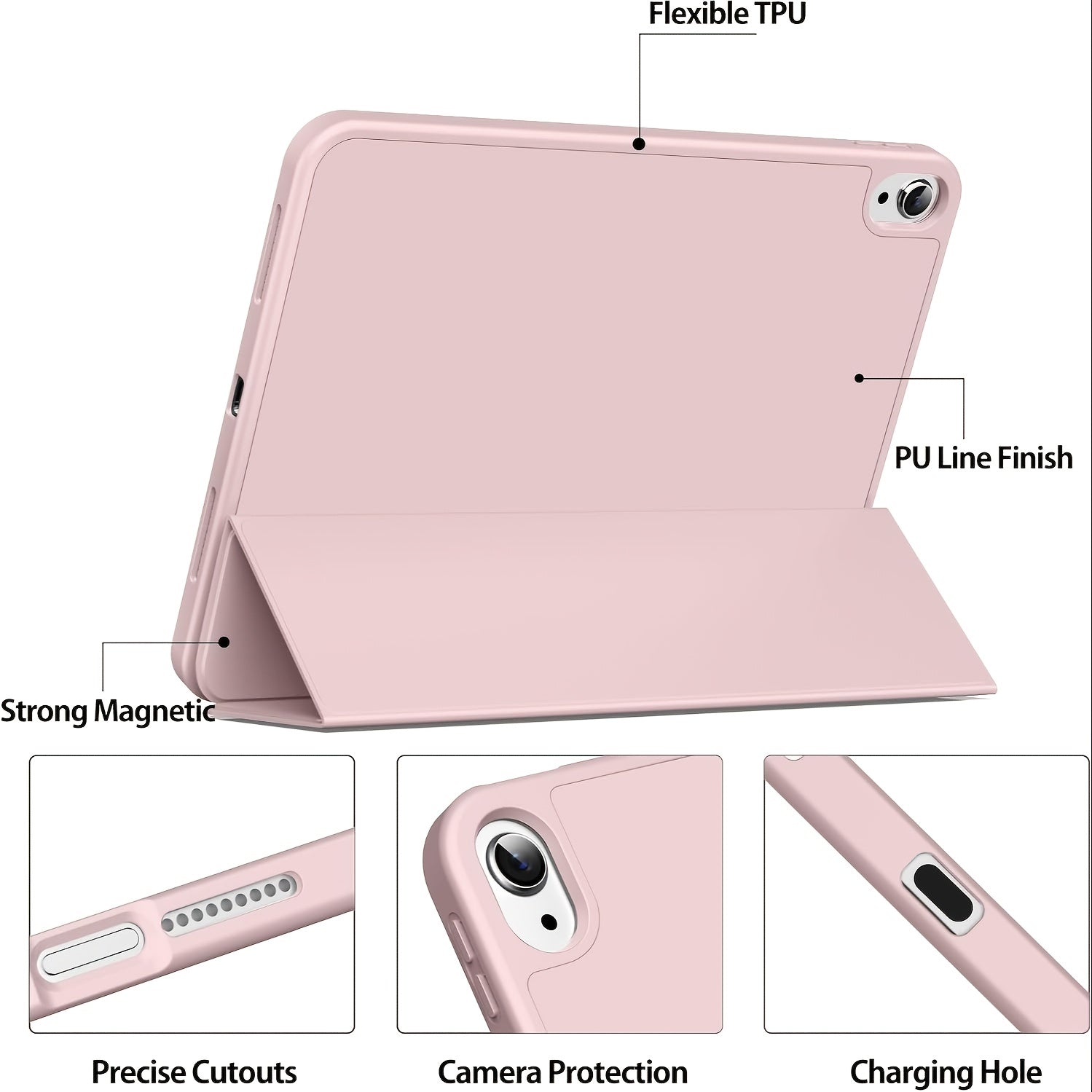 for iPad (A16) Case/for iPad 10th Generation Case [11-Inch 2025/10.9 Inch 2022] with Pencil Holder, Trifold Stand Smart Cover with Soft TPU Back, Auto Wake/Sleep