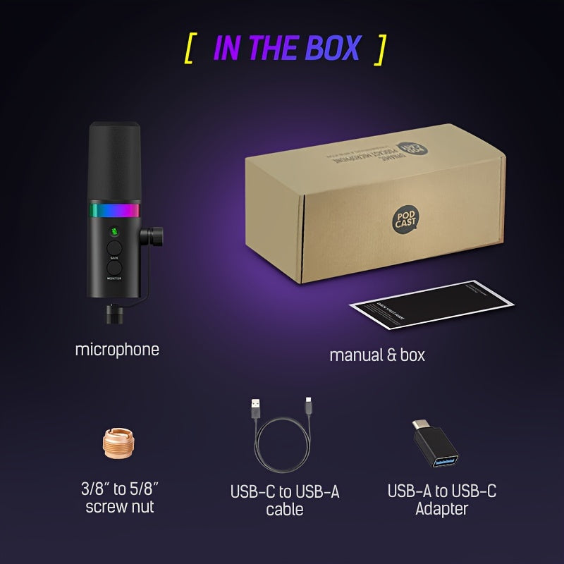 SDM70 XLR/USB Dynamic Microphone, RGB Podcast Mic with Software for Streaming, Gaming, Recording, Voice-Over, Metal Microphone with Mute Eid Al-Adha Mubarak