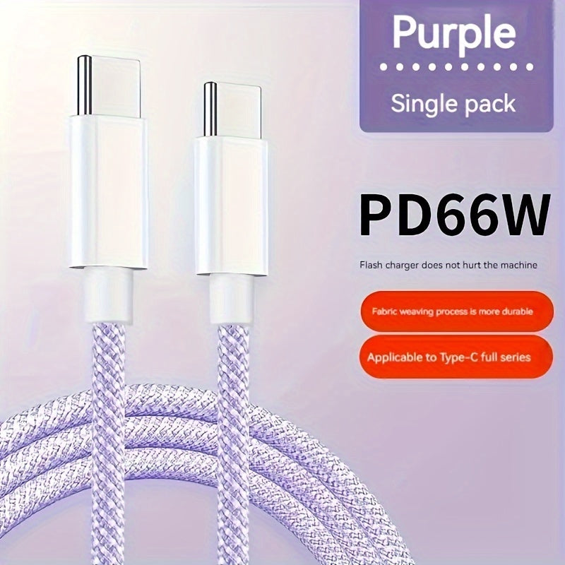 PD60W Macaron Nylon Braided Type-C to Type-C Fast Charge Data Cable 3A USB-C Cord For SamSung For Galaxy S22 S21 S20 Ultra Plus Note 20 10, For Google PIXEL 2/3/4 XL, For iPad Air4, For iPad Mini 6, For iPad Pro 2020, For Mac
