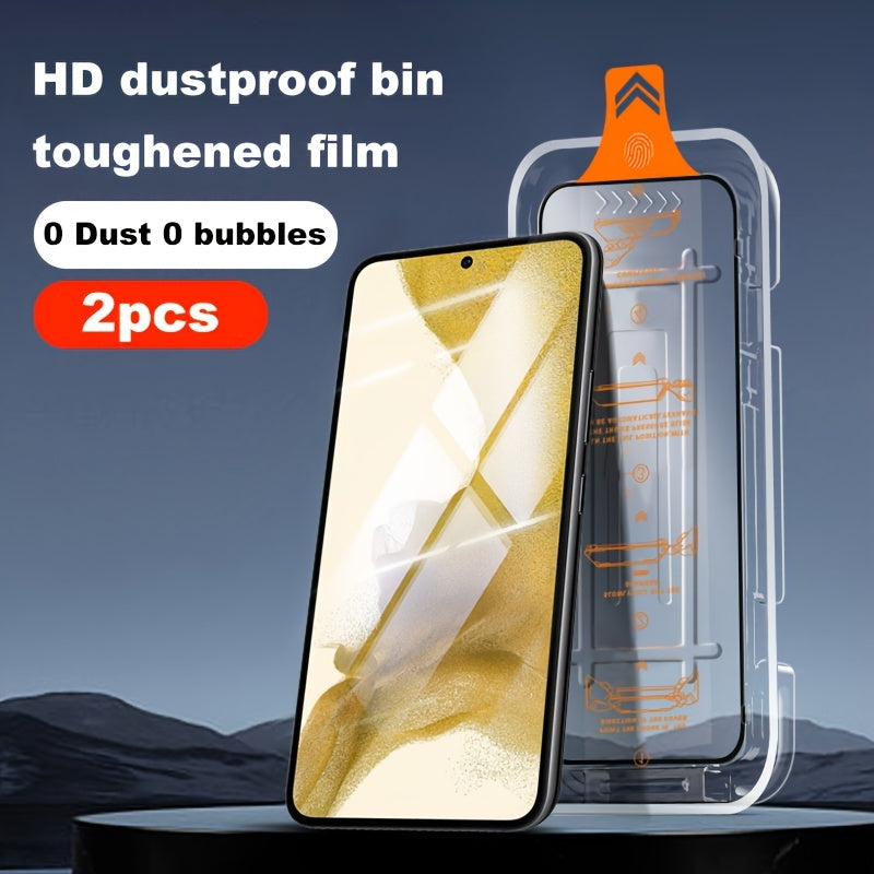 2 Pieces Tempered Film With Instant Stick Box, Suitable For Samsung Galaxy S23 Plus Screen Protector Film With Dust-free Compartment Instant Stick Box Tempered Film To Protect The Full Screen Of The Phone For Samsung Galaxy S