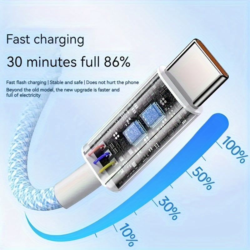 PD60W Macaron Nylon Braided Type-C to Type-C Fast Charge Data Cable 3A USB-C Cord For SamSung For Galaxy S22 S21 S20 Ultra Plus Note 20 10, For Google PIXEL 2/3/4 XL, For iPad Air4, For iPad Mini 6, For iPad Pro 2020, For Mac