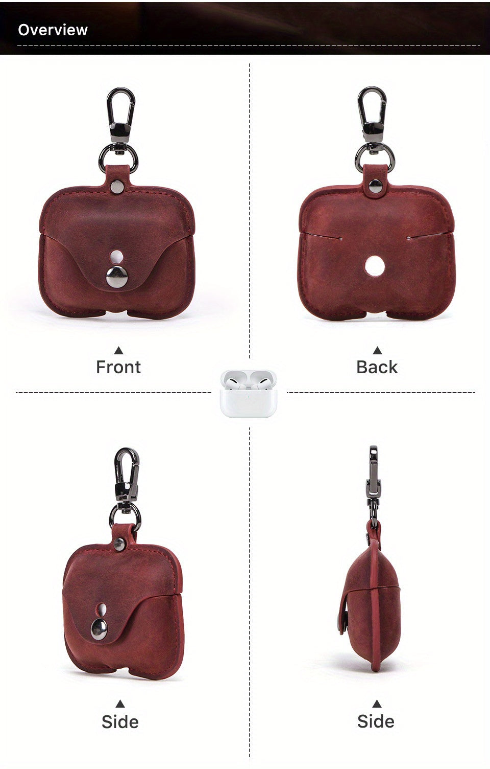 Luxury Italian Crazy Horse Leather Protective Case for AirPods Pro & 3 - Premium Cowhide Wireless Earbud Cover