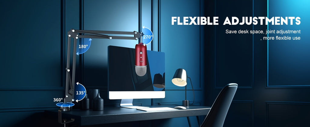 Microphone Arm, Aokeo AK-35 Microphone Desktop Stand - Microphone Suspension Rod Scissor Arm Stand Suitable For Blue Snowman, Blue Snowball ICE, QuadCast, Elgato