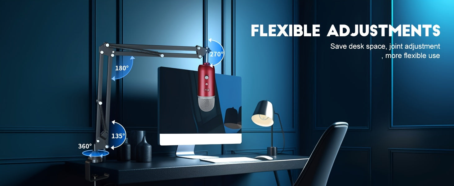 Microphone Arm, Aokeo AK-35 Microphone Desktop Stand - Microphone Suspension Rod Scissor Arm Stand Suitable For Blue Snowman, Blue Snowball ICE, QuadCast, Elgato