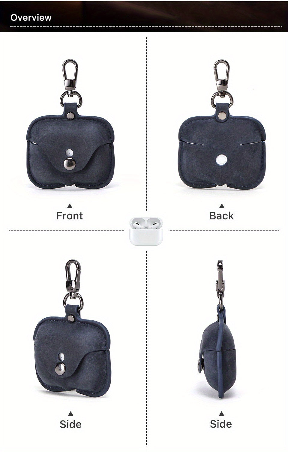 Luxury Italian Crazy Horse Leather Protective Case for AirPods Pro & 3 - Premium Cowhide Wireless Earbud Cover