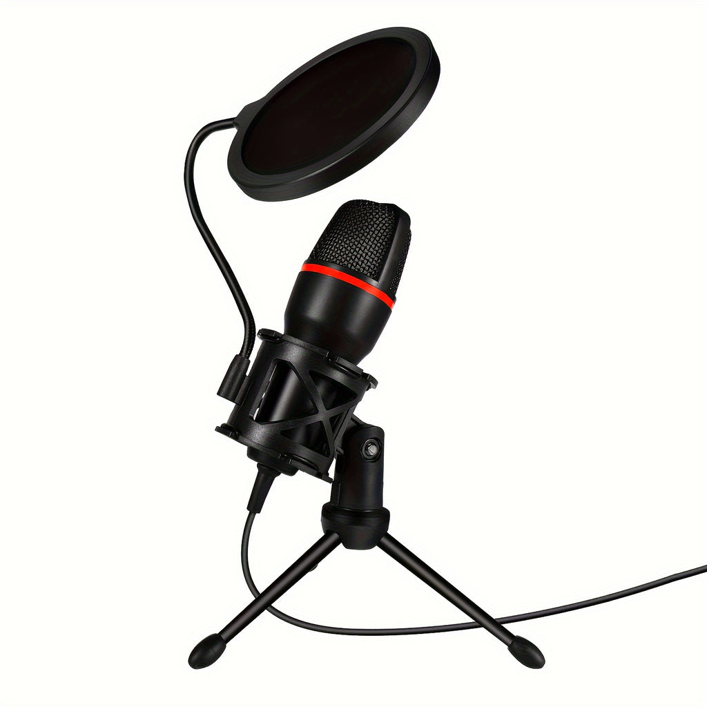 USB Streaming Podcast PC Microphone with RGB Lighting, Tripod Stand & Pop Filter, USB-C Connectivity, Small Diaphragm Condenser Mic, Plug & Play with Laptops and Desktop Computers, No Battery Required