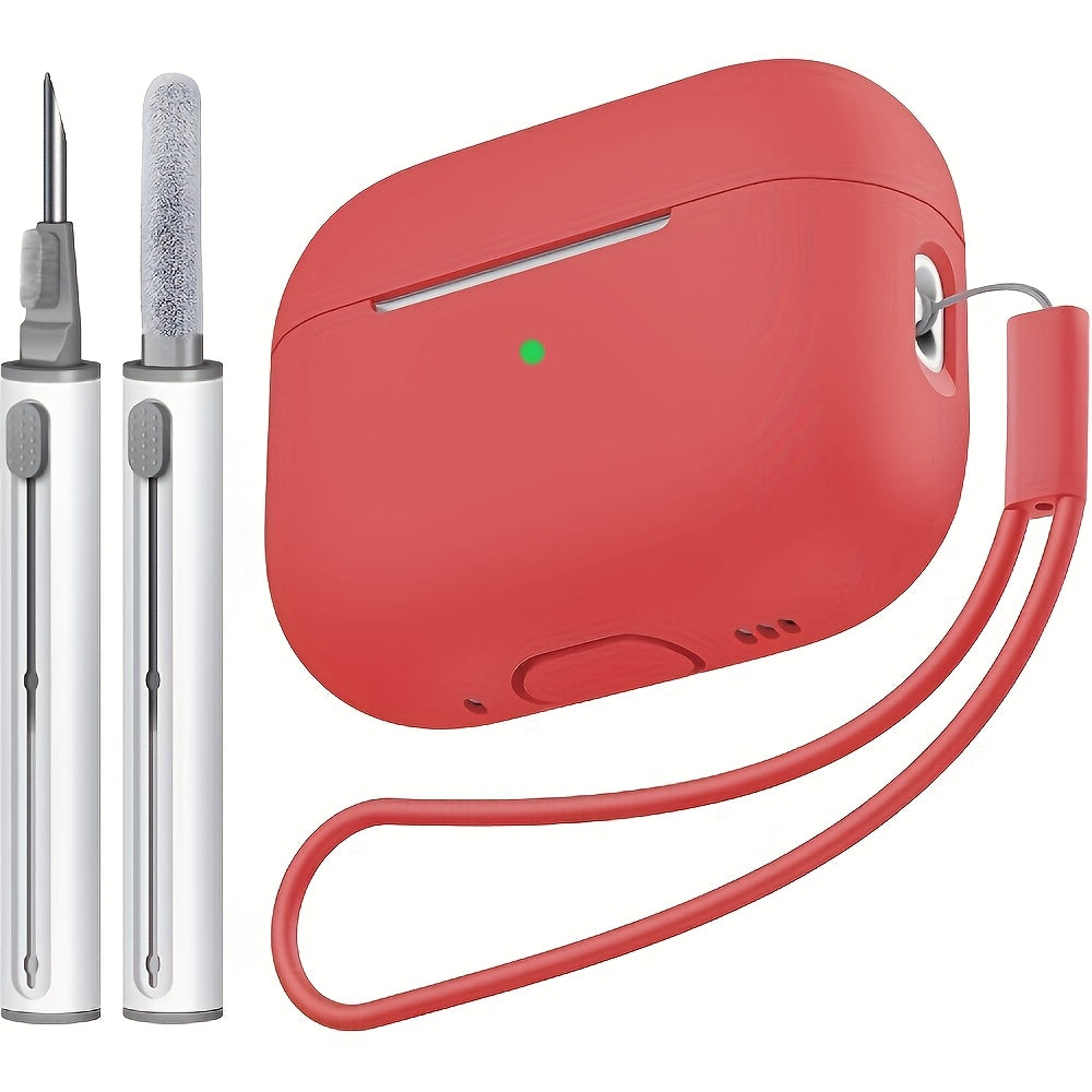 Kekoa for Airpods Pro 2nd Generation Case (2022/2023) with Cleaner Kit - Soft Silicone Protective Cover, LED Indicator Visibility, Includes Lanyard and Cleaning Pen for Women and Men - Black, Apple AirPod Pro 2 Gen Case Cover