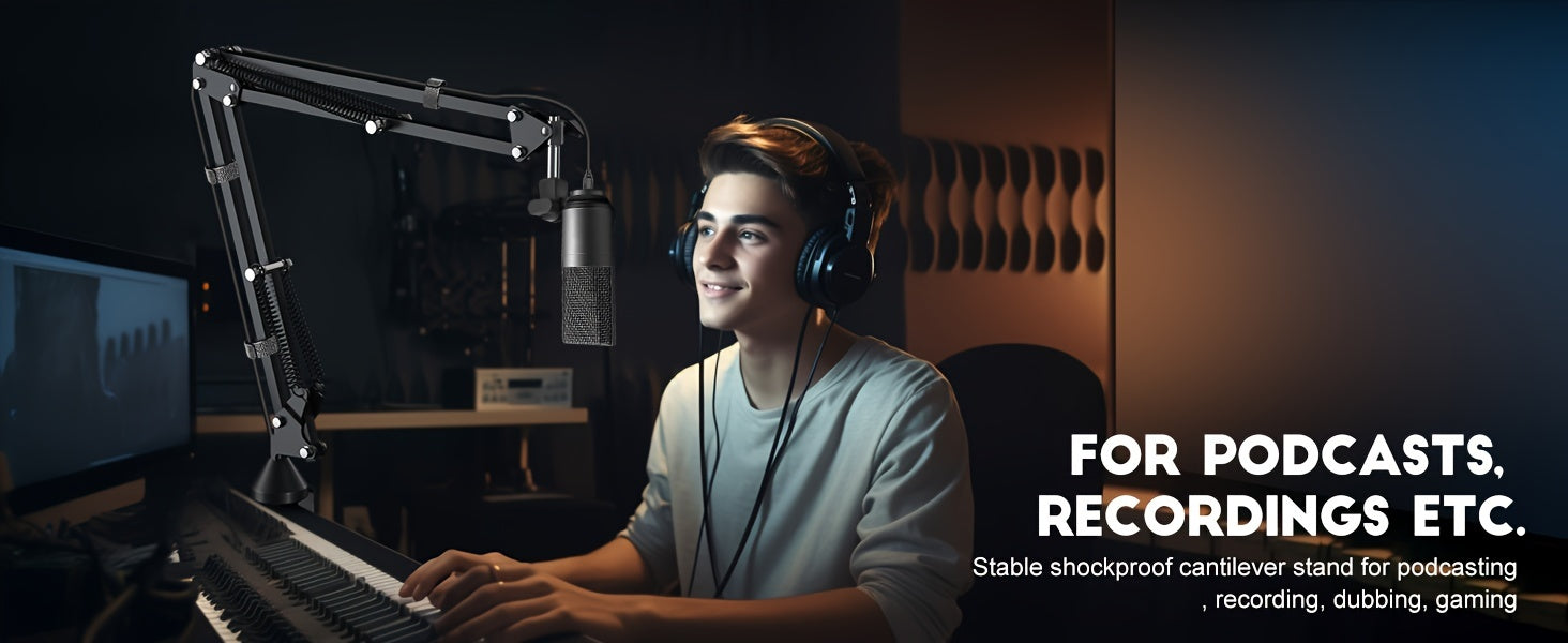 Microphone Arm, Aokeo AK-35 Microphone Desktop Stand - Microphone Suspension Rod Scissor Arm Stand Suitable For Blue Snowman, Blue Snowball ICE, QuadCast, Elgato