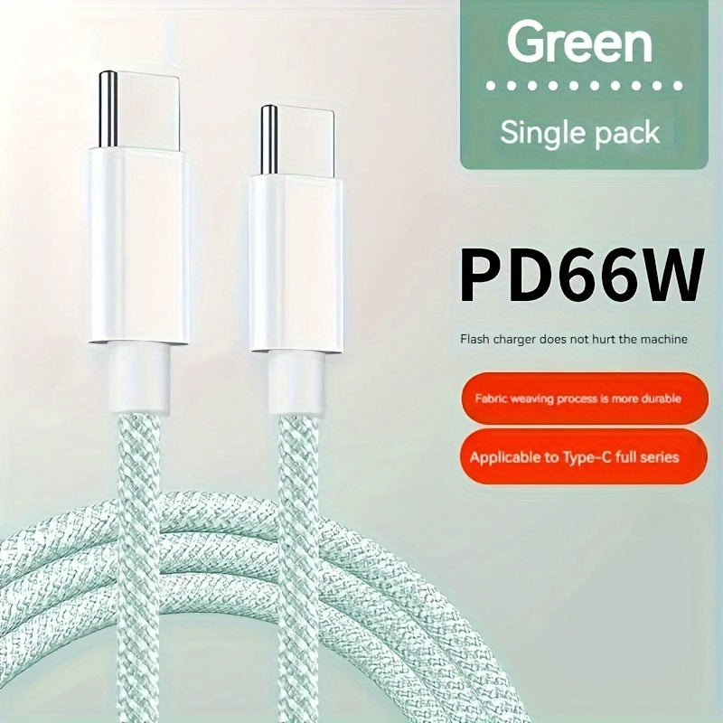 PD60W Macaron Nylon Braided Type-C to Type-C Fast Charge Data Cable 3A USB-C Cord For SamSung For Galaxy S22 S21 S20 Ultra Plus Note 20 10, For Google PIXEL 2/3/4 XL, For iPad Air4, For iPad Mini 6, For iPad Pro 2020, For Mac
