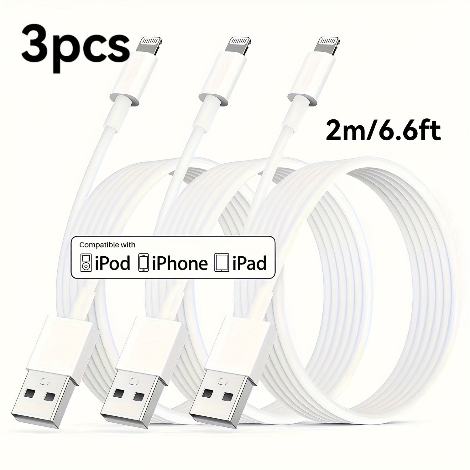 For IPhone Charging Cable 3pcs/1pc 3FT 6FT 10FT MFi Certified Fast Data CableFast Charging Cable Charger Compatible With IPhone 14 13 12 11 XS XR X Pro Max Mini 8 7 6S 6 Plus 5S SE IPad AirPods