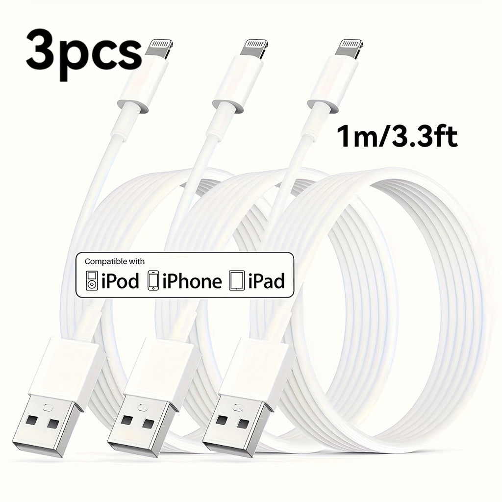 For IPhone Charging Cable 3pcs/1pc 3FT 6FT 10FT MFi Certified Fast Data CableFast Charging Cable Charger Compatible With IPhone 14 13 12 11 XS XR X Pro Max Mini 8 7 6S 6 Plus 5S SE IPad AirPods