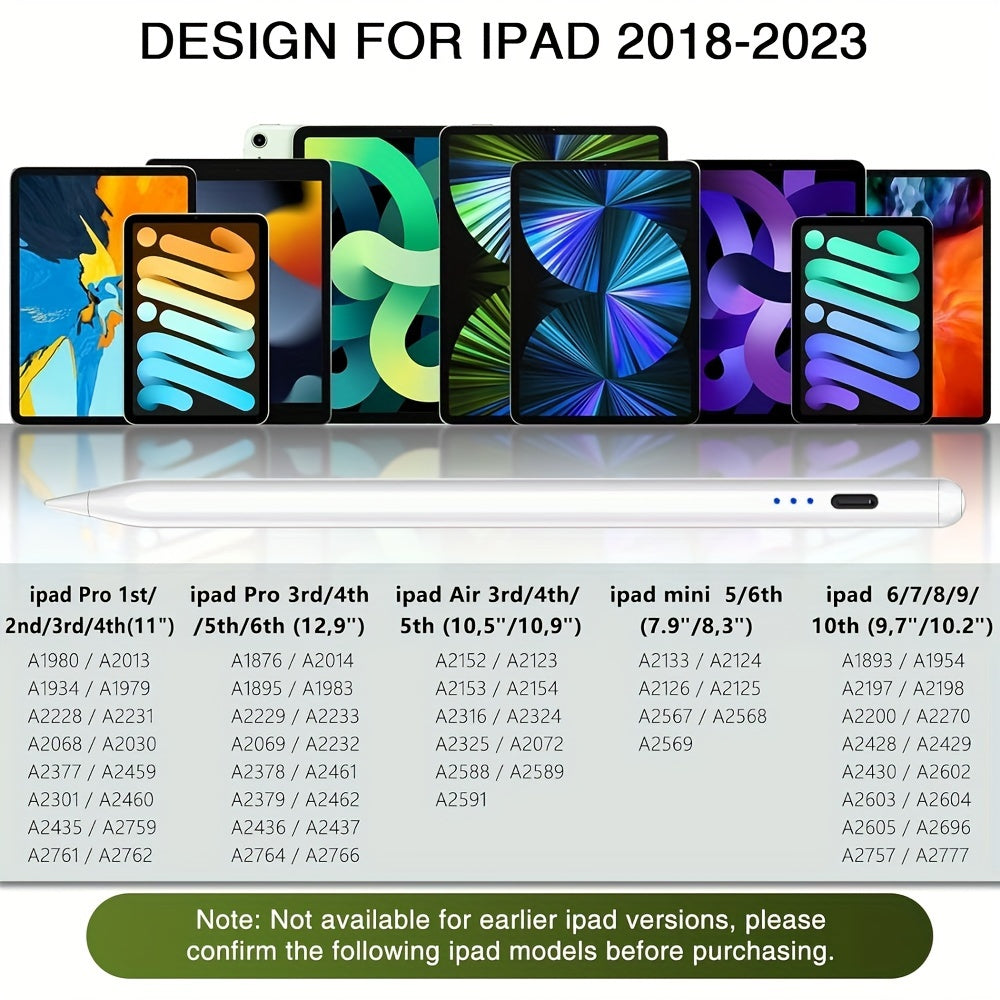 Stylus Pen For IPad (2018-2024) With Fast Charging & Palm Rejection, Compatible With Apple IPad Pro M4 2024, IPad Air M2 2024, IPad Pro 11/12.9 Inch, IPad 10-6th, IPad Air 5th-3rd, IPad Mini 6/5th