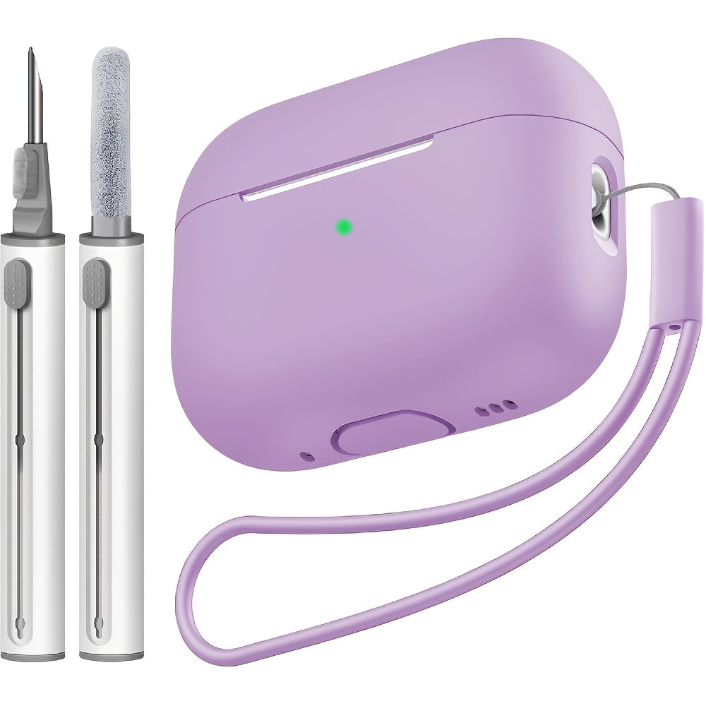 Kekoa for Airpods Pro 2nd Generation Case (2022/2023) with Cleaner Kit - Soft Silicone Protective Cover, LED Indicator Visibility, Includes Lanyard and Cleaning Pen for Women and Men - Black, Apple AirPod Pro 2 Gen Case Cover