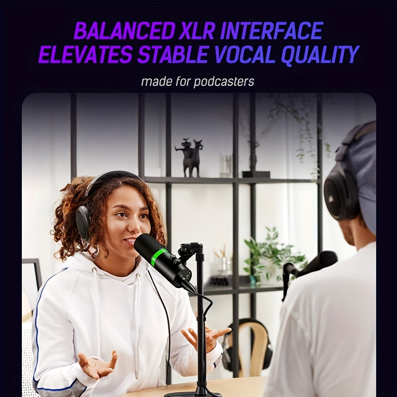 SDM70 XLR/USB Dynamic Microphone, RGB Podcast Mic with Software for Streaming, Gaming, Recording, Voice-Over, Metal Microphone with Mute Eid Al-Adha Mubarak