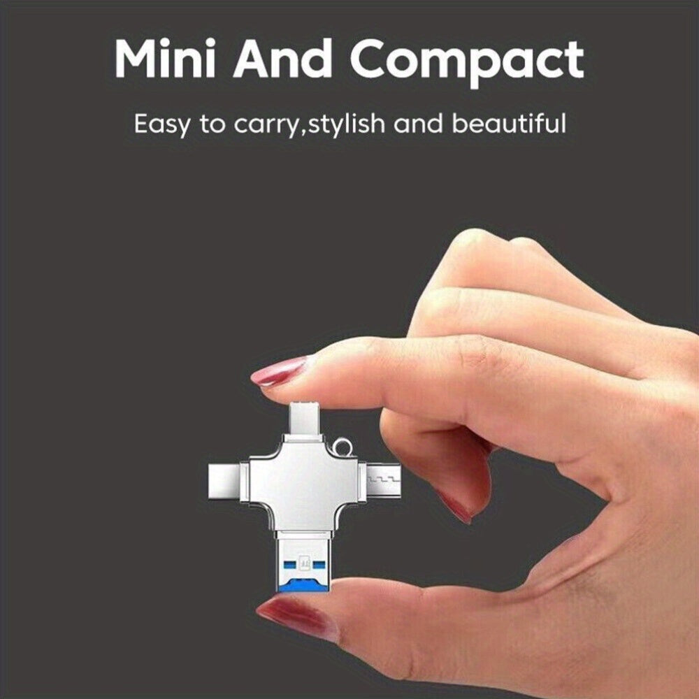 4 in 1 USB3.0 TF Flash Drive Type C Mobile Storage OTG Photo Stick U-Drive Files TF Card Reader For iPhone iPad Android Phone/Four in One Multifunctional OTG Adapter