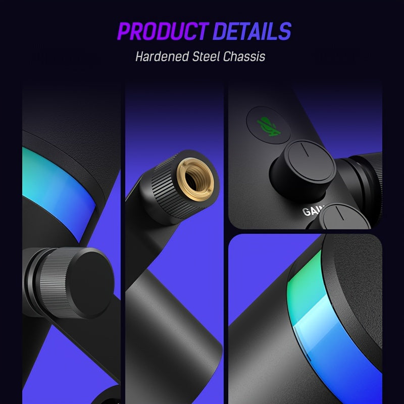 SDM70 XLR/USB Dynamic Microphone, RGB Podcast Mic with Software for Streaming, Gaming, Recording, Voice-Over, Metal Microphone with Mute Eid Al-Adha Mubarak