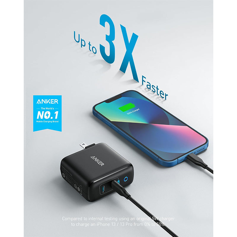 USB C Charger, Anker 40W 2-Port PIQ 3.0, PowerPort III Duo Type C Foldable Fast Charger, Power Delivery for iPhone 14/14 Plus/14 Pro/14 Pro Max/13, Galaxy, Pixel, iPad/iPad Mini, and More