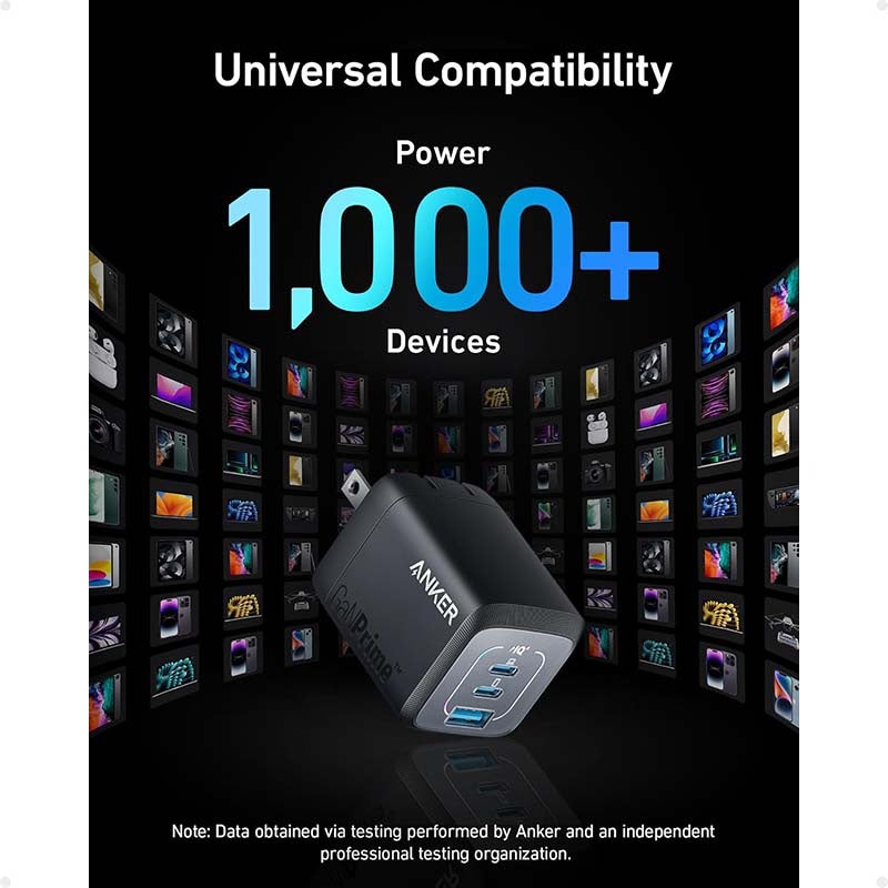 Anker Prime 67W USB C Charger, Anker GaN 3-Port Compact Fast PPS Wall Charger, For MacBook Pro/Air, Pixelbook, iPad Pro, iPhone 15/14/Pro, Galaxy S23/S22, Note20, Pixel, Apple Watch