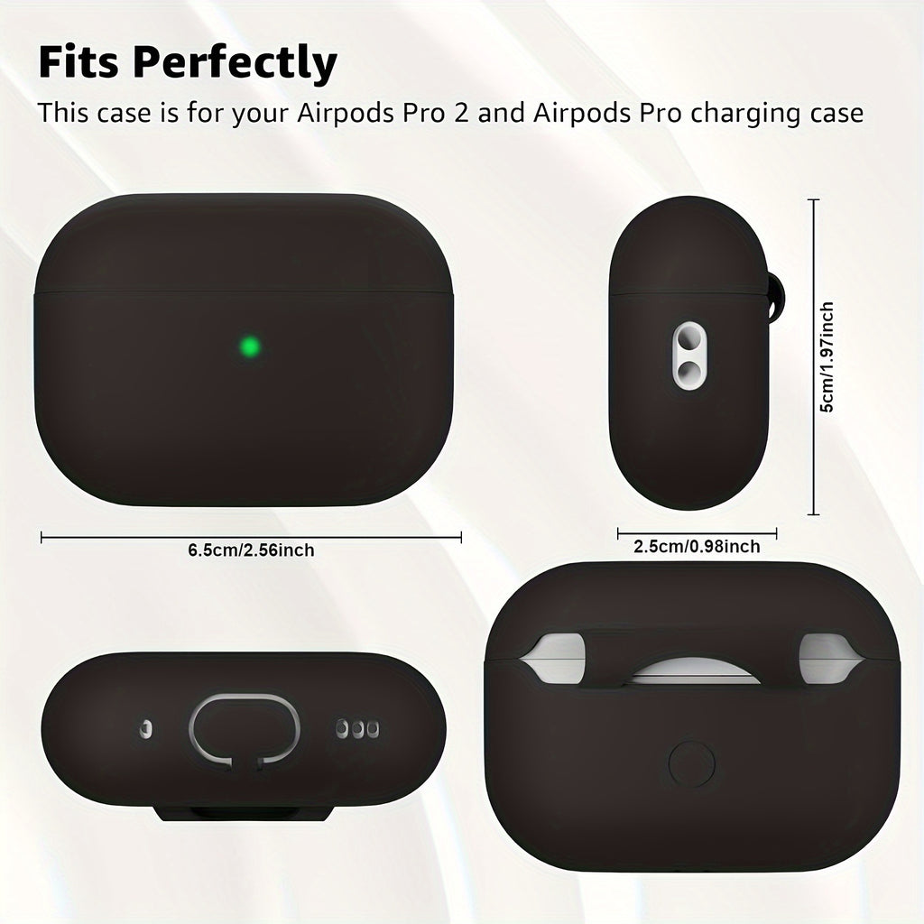 Kekoa for Airpods Pro 2nd Generation Case (2022/2023) with Cleaner Kit - Soft Silicone Protective Cover, LED Indicator Visibility, Includes Lanyard and Cleaning Pen for Women and Men - Black, Apple AirPod Pro 2 Gen Case Cover