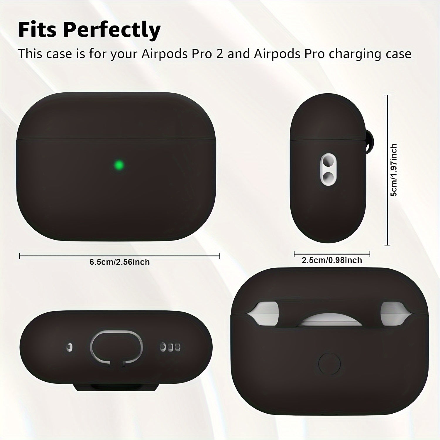 Kekoa for Airpods Pro 2nd Generation Case (2022/2023) with Cleaner Kit - Soft Silicone Protective Cover, LED Indicator Visibility, Includes Lanyard and Cleaning Pen for Women and Men - Black, Apple AirPod Pro 2 Gen Case Cover